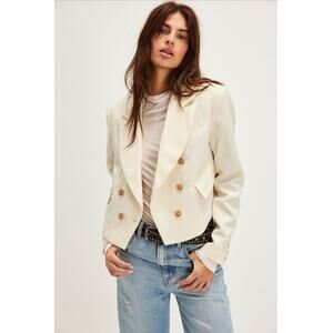 Free People Ivory Blazer with Gold Buttons